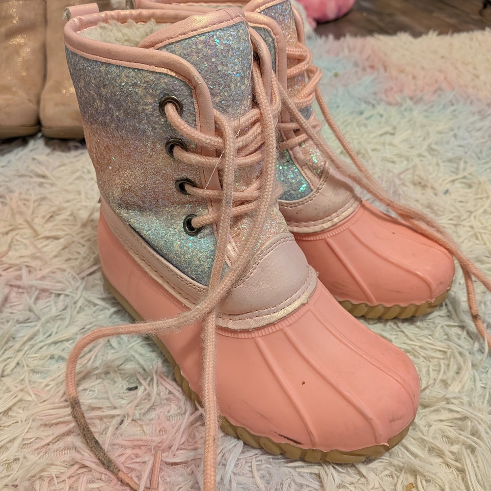 JustFab Glittery Pink Kids Boots